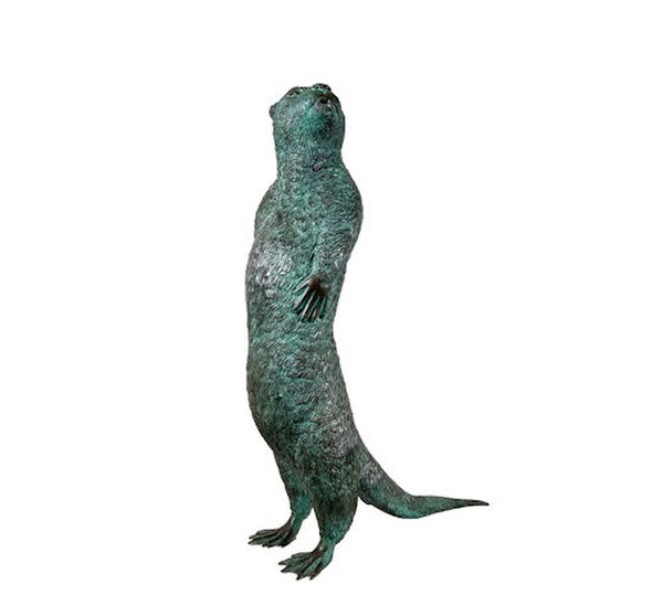 Piped Otter Spouting Water Feature Statue Standing Sculpture Bronze